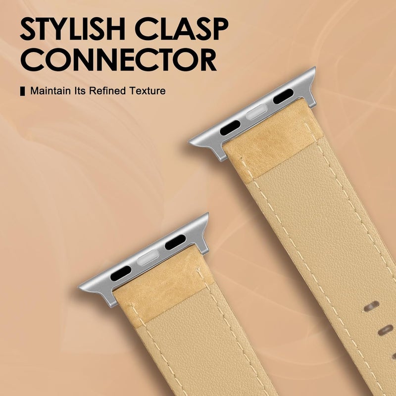 EDIMENS Leather Bands Compatible with Apple Watch 49mm 45mm 42mm 44mm Band Men Women, Vintage Genuine Leather Wristband Replacement Band Compatible for Apple Watch iwatch Series 9 8 7 6 5 4 3 2 1 SE2 - Image 4